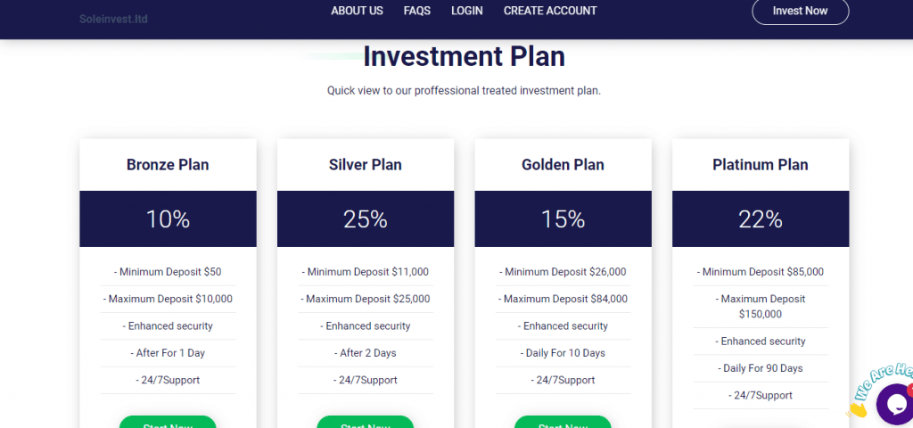 Soleinvest Scam, Soleinvest Investment Plans