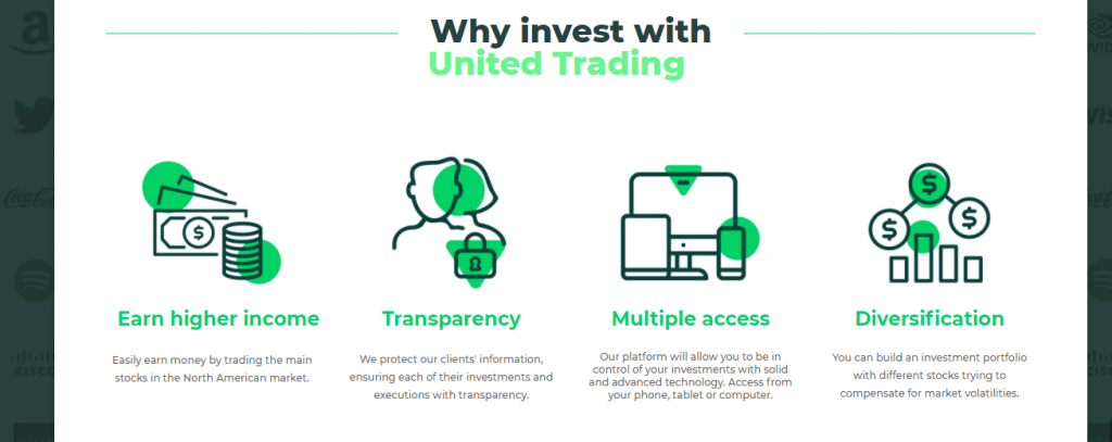 The United Trading Scam Review, The United Trading Features