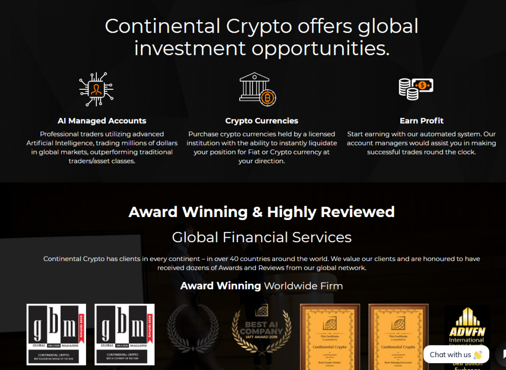 Continental Crypto Scam Review, Continental Crypto Features
