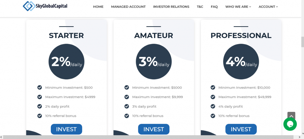 Skyglobalcapital Review, Skyglobalcapital Investment Plans